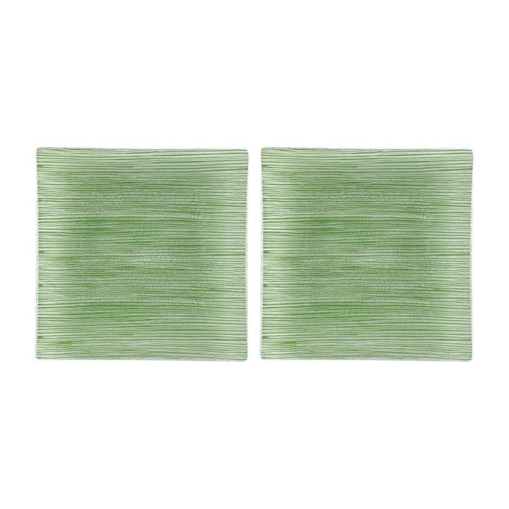 Vaisselle en verre 19,7 cm x 19,7 cm Assiette carrée en verre vert (Lot de 2) pour la vente par TURGLA HOME