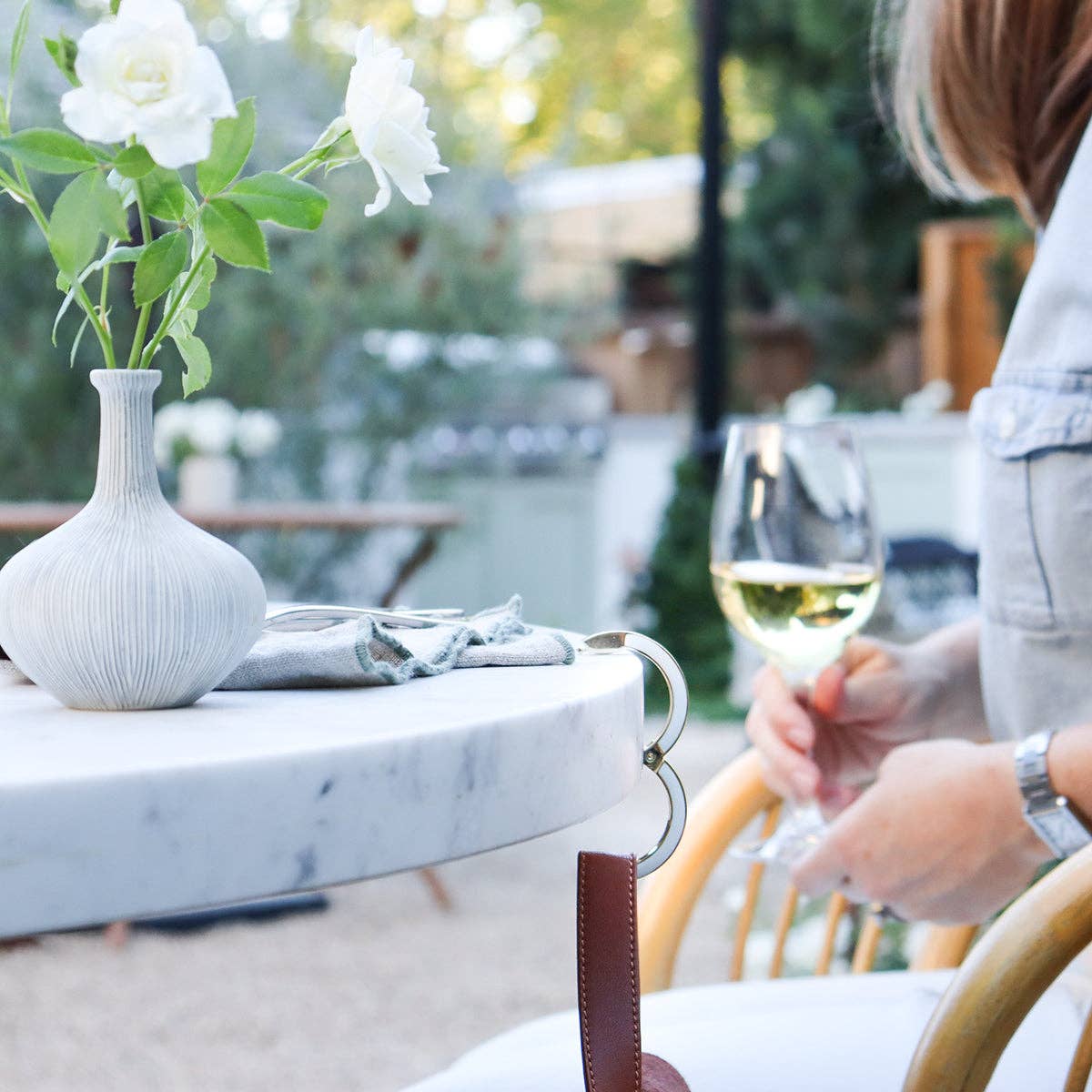 Bagnet - Wholesale Purse Hook/Hanger - Women's - Polished Nickel / Black Enamel Perch5