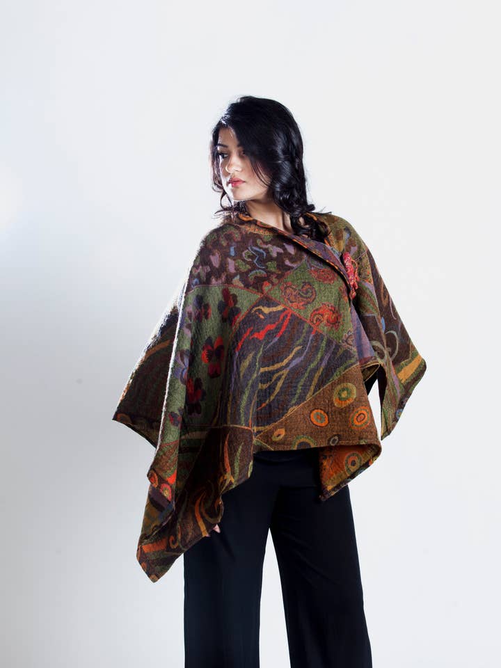 In Style Scarves - Vendita all'ingrosso Poncho - Donna - Poncho autunnale 100% lana Merino australiana in due misure9