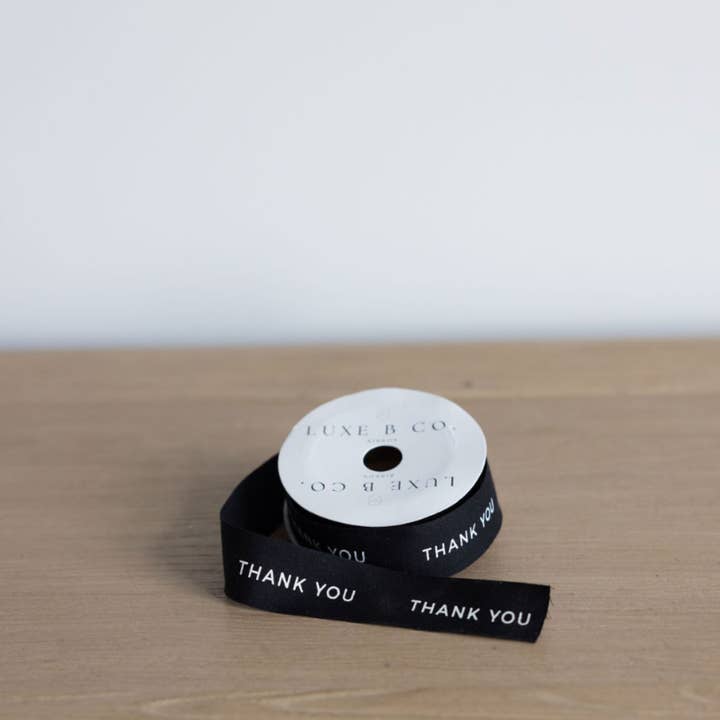 Thank You Ribbon Black for wholesale by Luxe B Co