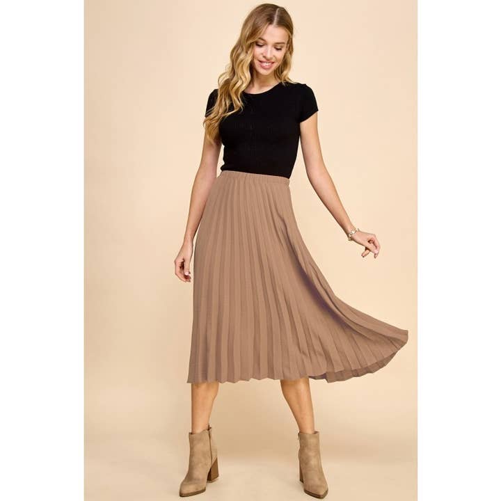 Jupe midi plissée unie pour femme pour la vente par Upmost