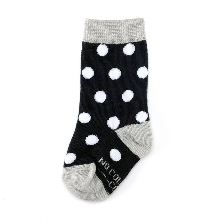 Black Socks with White Polka Dot Toddler Socks for wholesale by No Cold Feet