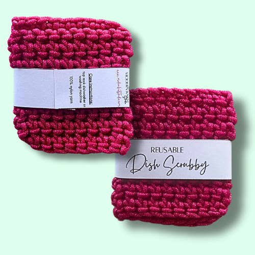 Pink Square Dish Scrubby for wholesale by Modern Knot Studio