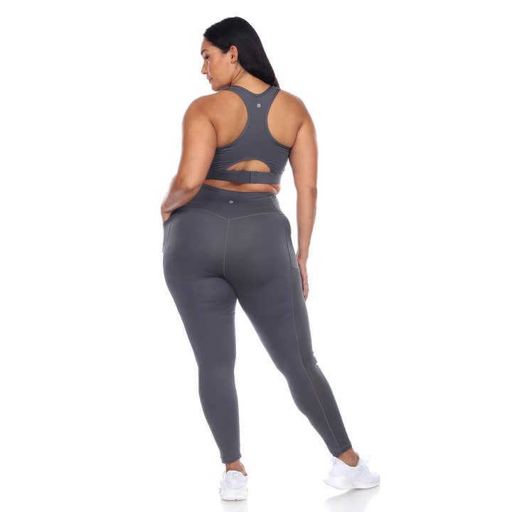 WHITE MARK - Wholesale Activewear Set - Women's - Plus Size Racer Back Sports Bra & Mesh Leggings Set14