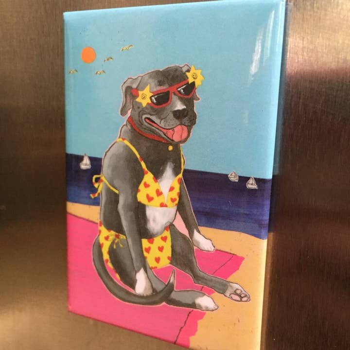 Sunde White Industries - Wholesale Magnet - Pitbull In A Bikini Refrigerator Magnet2