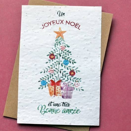 Plantable Card Merry Christmas Watercolor Tree for wholesale by Carte À Pousser