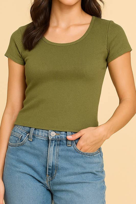 MIO WHOLESALE – Großhandel T-Shirt – Damen – JRUN01 RIPPEN-RUNDHALS-TOP1