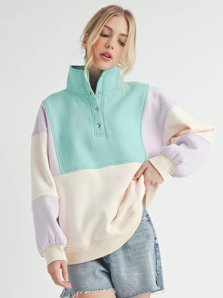 AEMI + CO - Wholesale Sweatshirt - Women's - 992EK Glo Colorblock Pullover 2