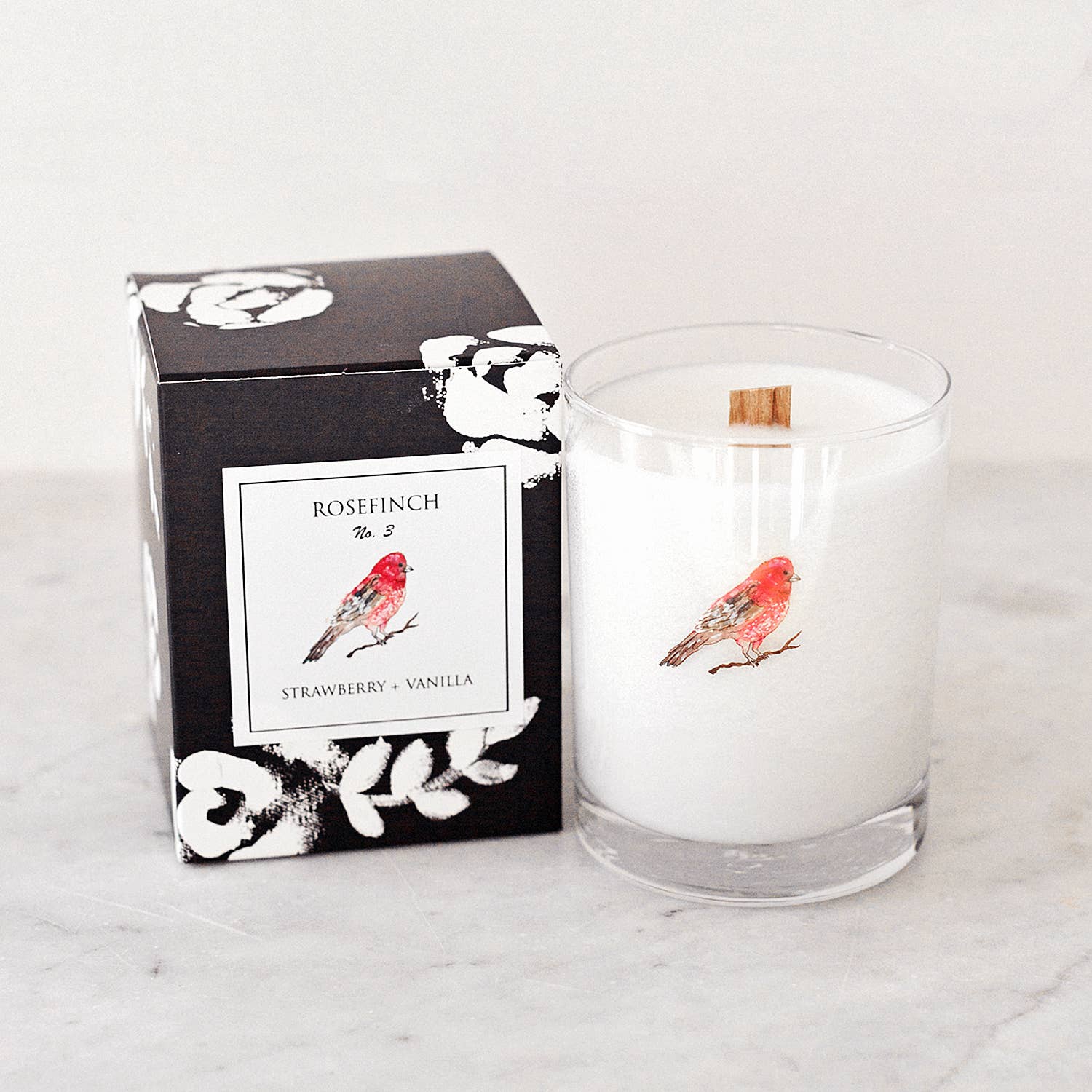Chirp Chirp Candles - Wholesale Pot/gevulde kaars - ROSEFINCH No.3 AARDBEI +VANILLE SOJA KAAR
