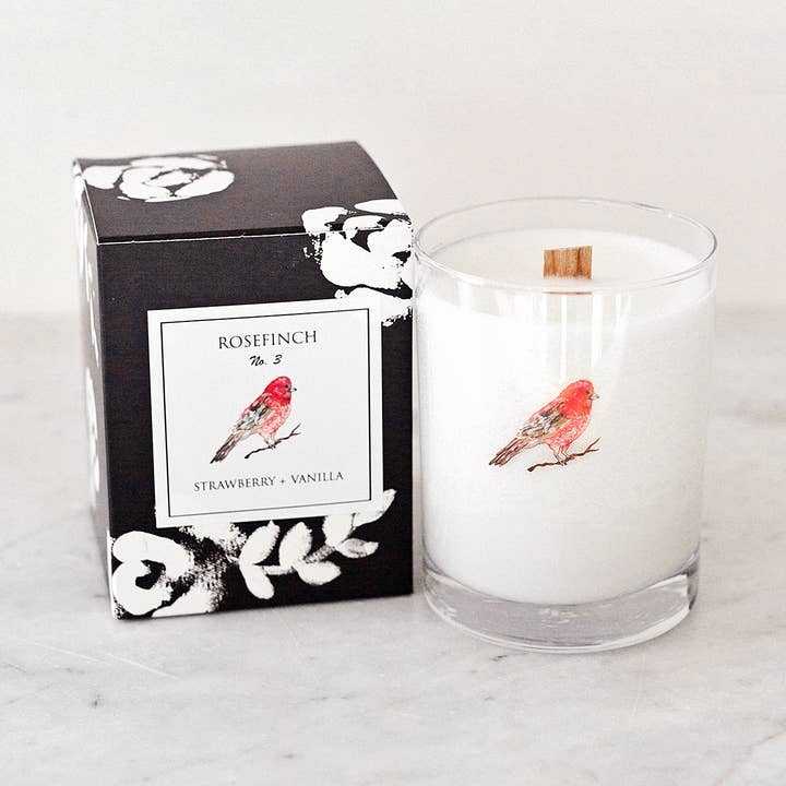 Chirp Chirp Candles - Wholesale Jar/Filled Candle - ROSEFINCH No.3 STRAWBERRY + VANILLA SOY CANDLE0