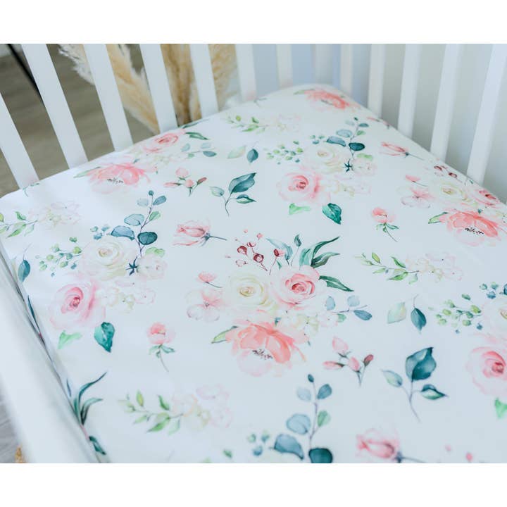 Honey Lemonade- Minky Baby Blankets and Gifts - Vente Drap pour berceau/lit pour bébé - Drap-housse pour lit bébé taille standard - Peach Floral5