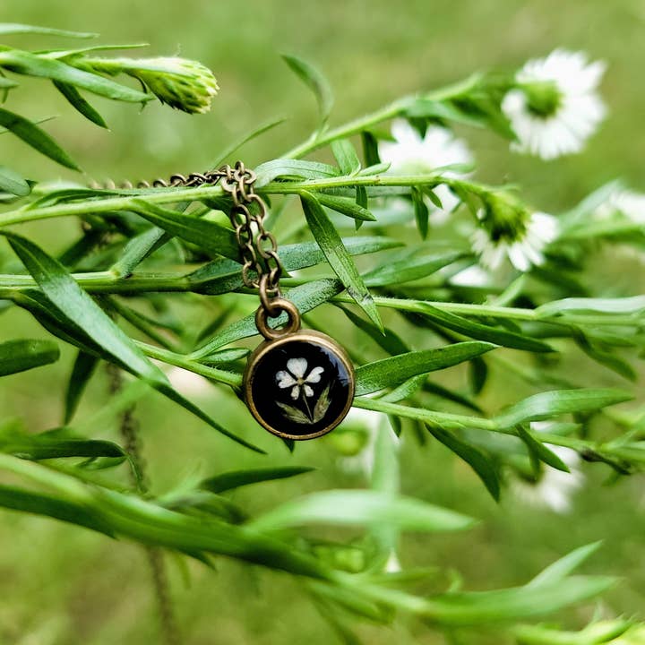 Pressed Flower Tiny Circle Necklace for wholesale by My Beverly Jewelry