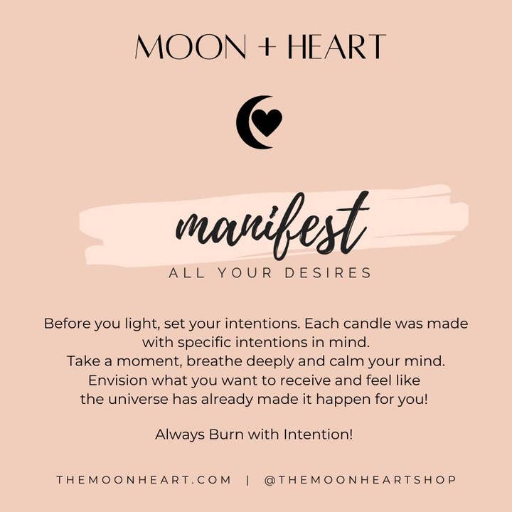 The Moon+Heart – wholesale Burkljus – HEALING Intention Soy Wax Candle | Ametist, klar kvarts och svart turmalin | Doft: Svart Oud, Rose & Mandarin