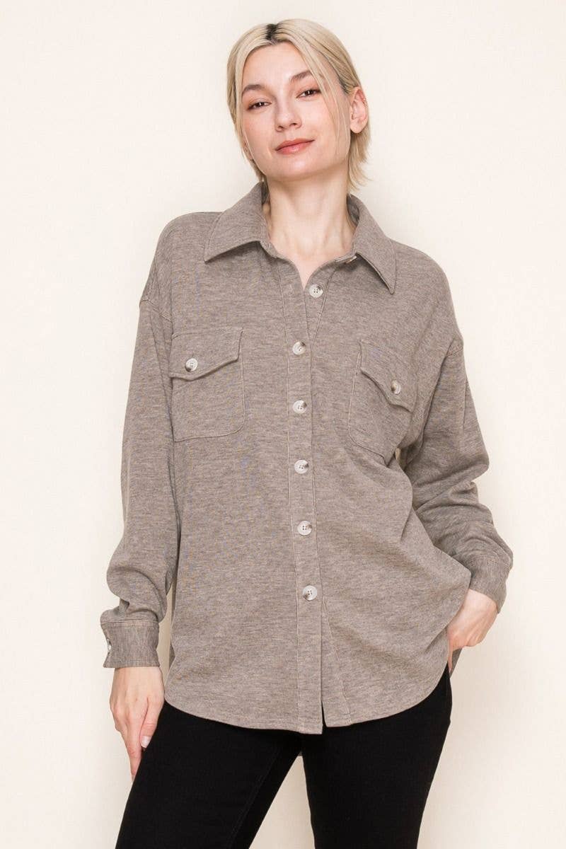 White Birch – Engroshandel Skjortejakke/shacket – til kvinder – T10369 Langærmet Solid Strikskjorte27