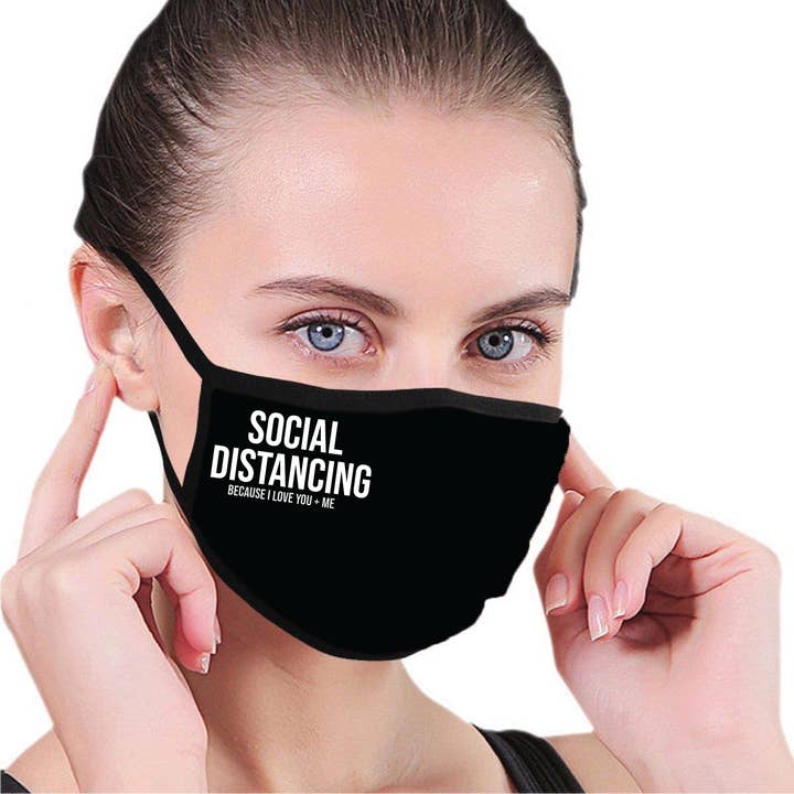 Social afstand sort/hvid ansigtsmaske for engroshandel hos House Of TENS