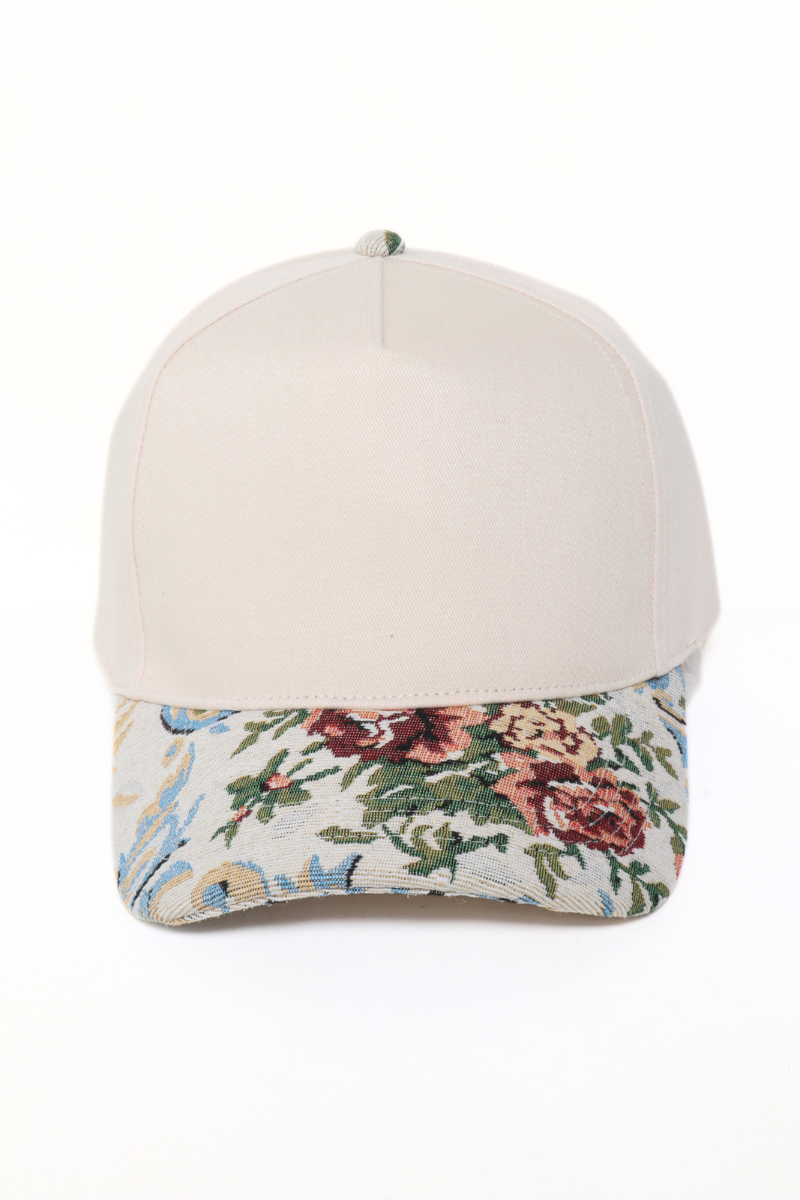 David And Young - Wholesale Baseball Cap - Women's - Floral Print Brocade 5 Panels Two Tone Baseball Cap1