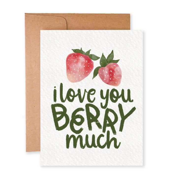 I Love You Berry Much | Punny Love Card | Fruit Card for wholesale by Paper Dove Shop