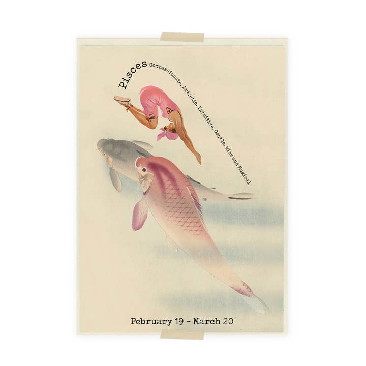 Postcard collage constellation Pisces - Pisces for wholesale by Lylies