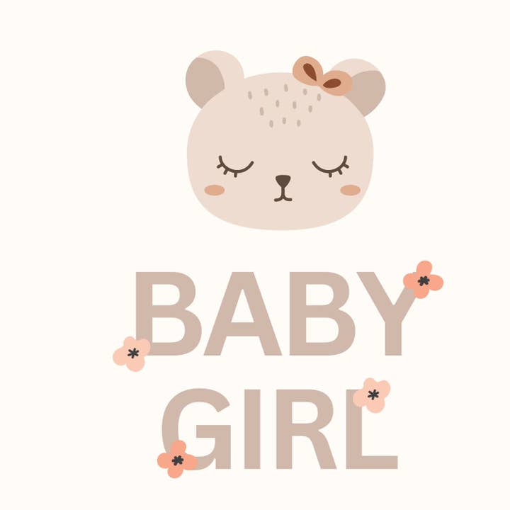Petite Vous Greeting Card - Baby Girl Bear for wholesale by PETITE VOUS