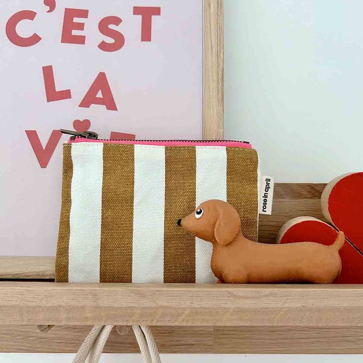 Rose in April - Vendita all'ingrosso Portamonete - Donna - BORSETTA MARIE TOFFEE ED ECRU A RIGHE1