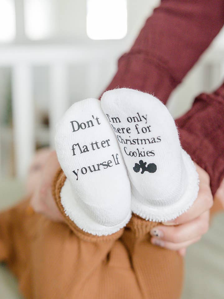 Dorothy’s Reason - Wholesale Socks - Baby - Only Here for Christmas Cookies Baby Socks Stocking Stuffers