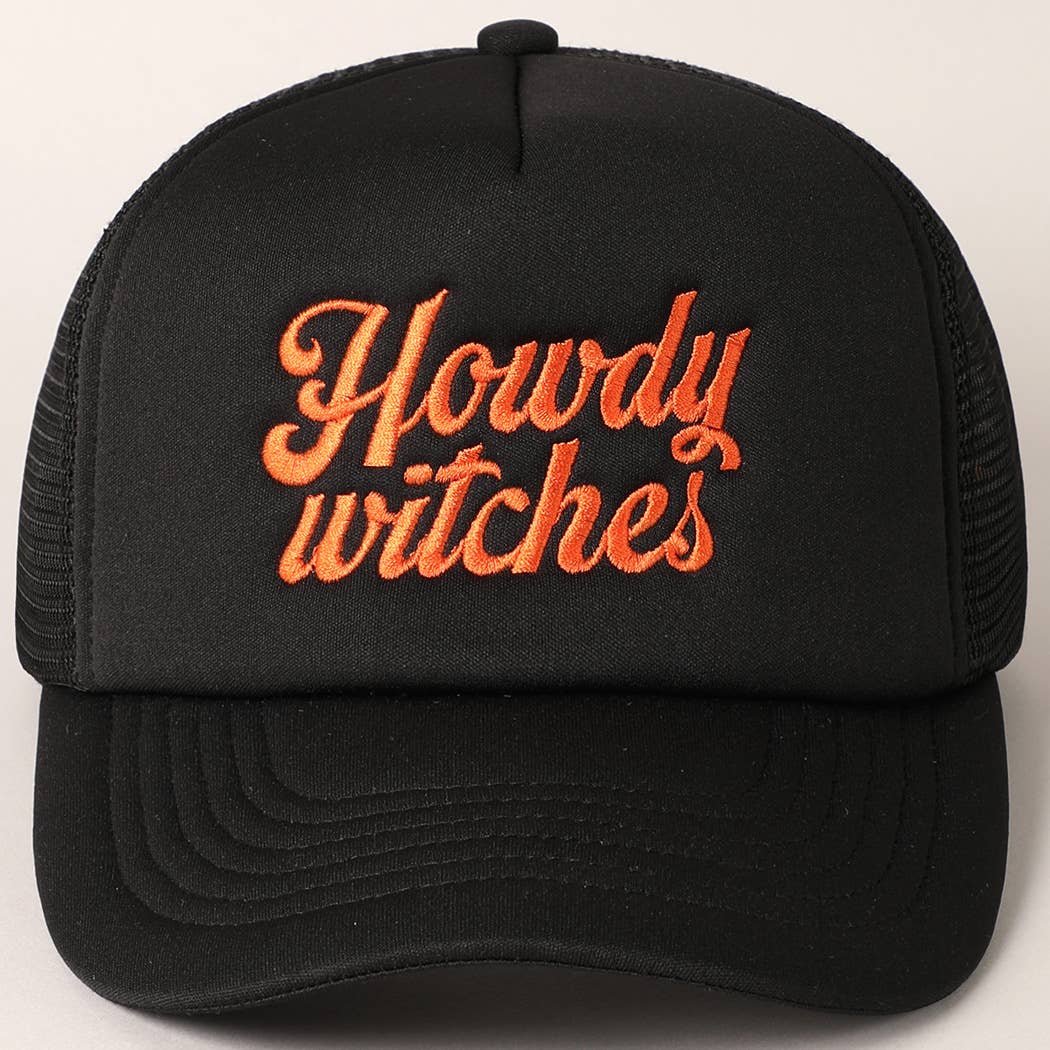 Fashion City - Wholesale Trucker Hat - Women's - Howdy Witches Embroidered Mesh Back Trucker Hat 0