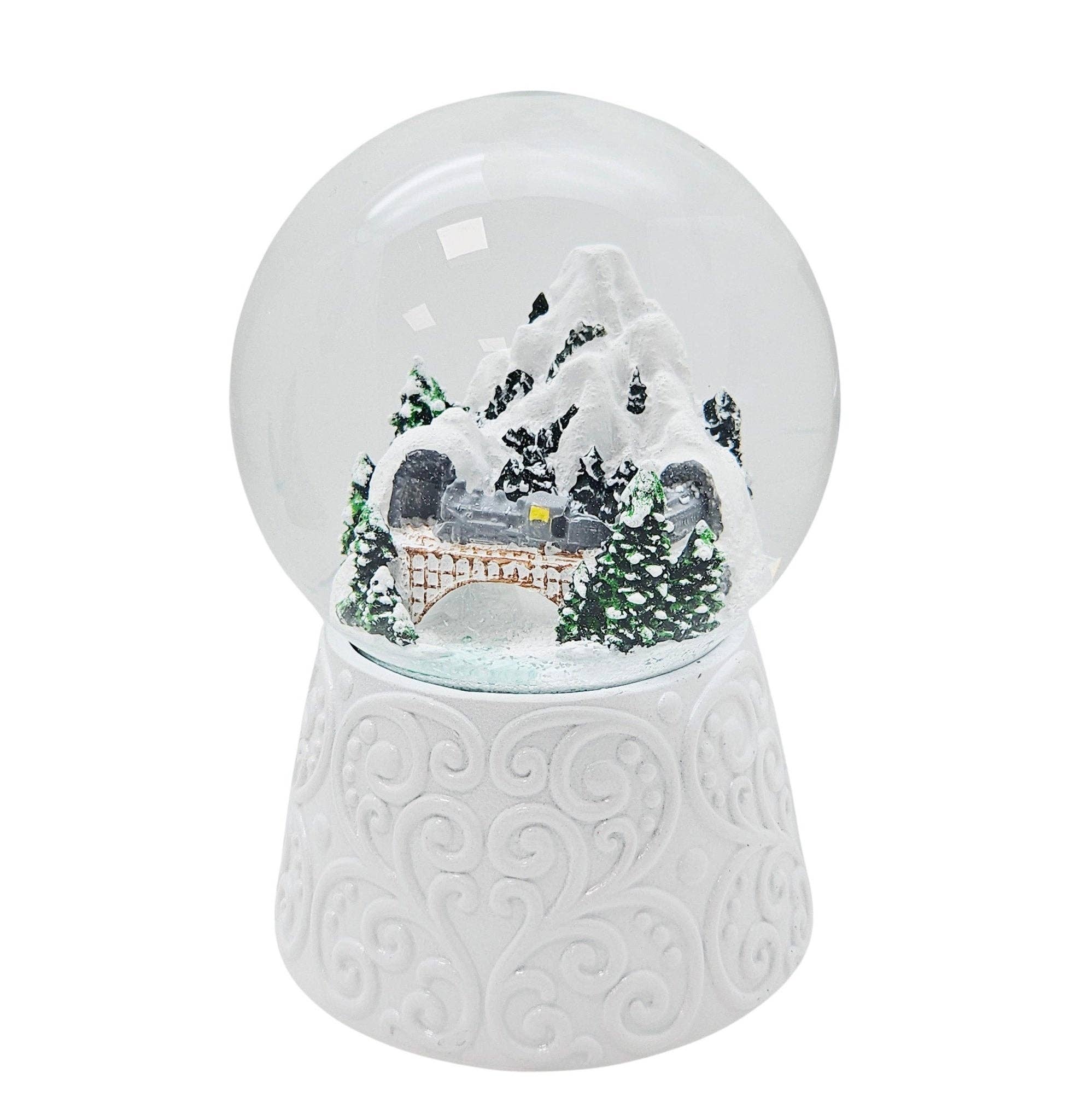 Schneekugelhaus - Vendita all'ingrosso Palla di neve - Bambini e neonati - Sfera di neve nostalgica paesaggio montano su base bianca0