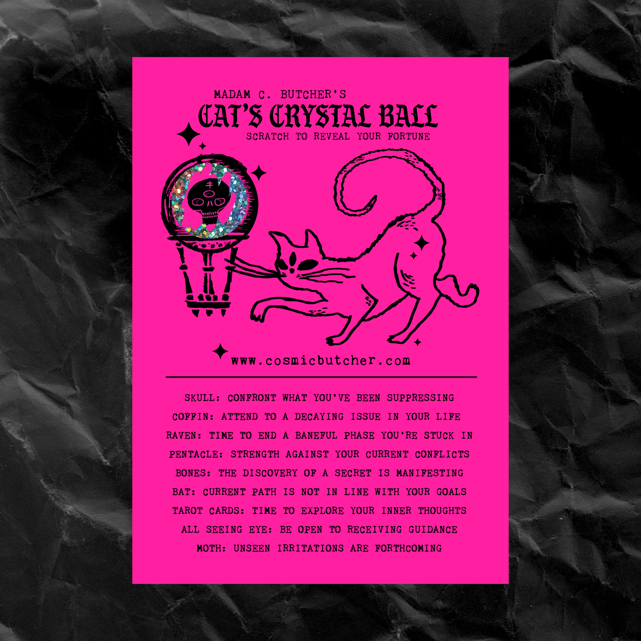 Cosmic Butcher - Vente Cartes postales - "BOULE DE CRISTAL DU CHAT" Carte Postale à Gratter de Prédiction Sorcière0