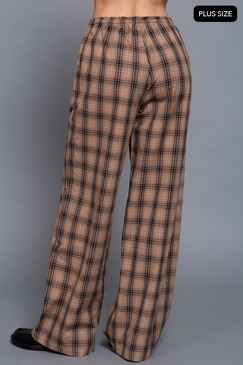 Active Basic | Active USA - Wholesale Pants - Women's - [PLUS SIZE] Wide Leg Plaid Woven Pants6