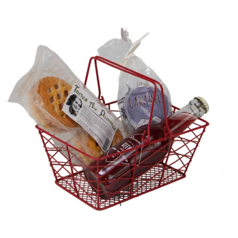 Deffrennes - Venta al por mayor Cestas - Cesta metálica roja con 2 asas plegables3