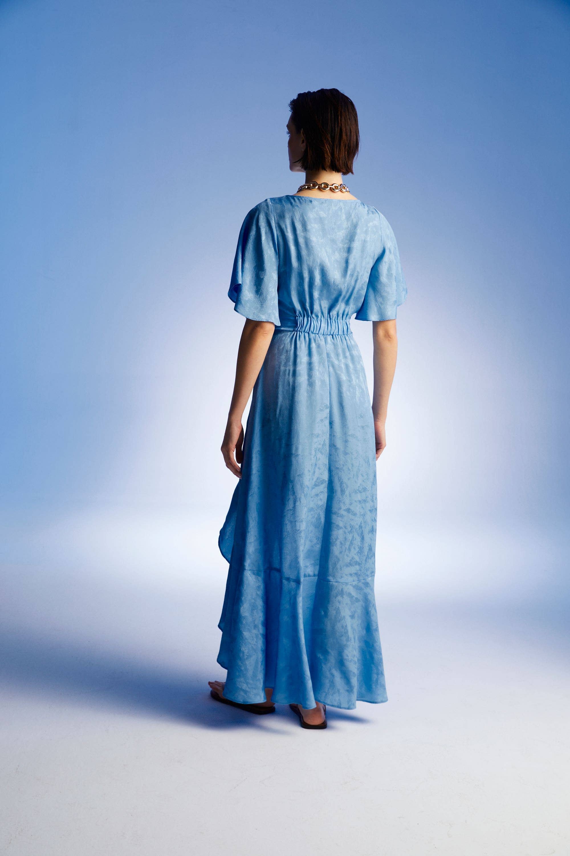 Blue Asymmetric Flounce Dress for wholesale on Faire1