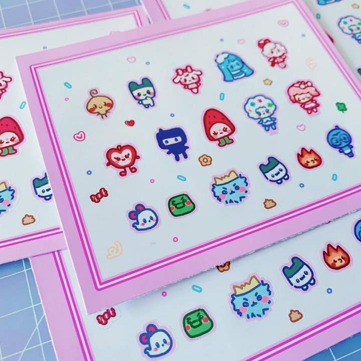 Süßes buntes Mini-Tamagotchi-Party-Aufkleberblatt für den Großhandel von Citrine Note