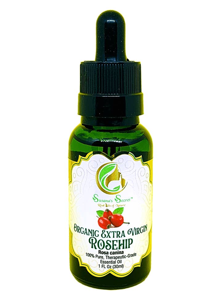ROSEHIP Organic Extra Virgin Cold Pressed Oil- 100% PURE, Therapeutic-Grade, 1 FL Oz/30 ml- Glass bottle w/dropper pipette for wholesale by Susana’s Secret