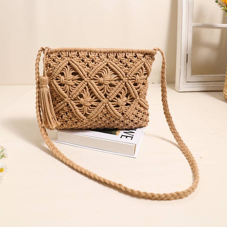 Funkyrel® Atzbranding Limited - Wholesale Clutch Bag - Women's - Tassel Woven Clutch with Artistic Diamond Pattern0