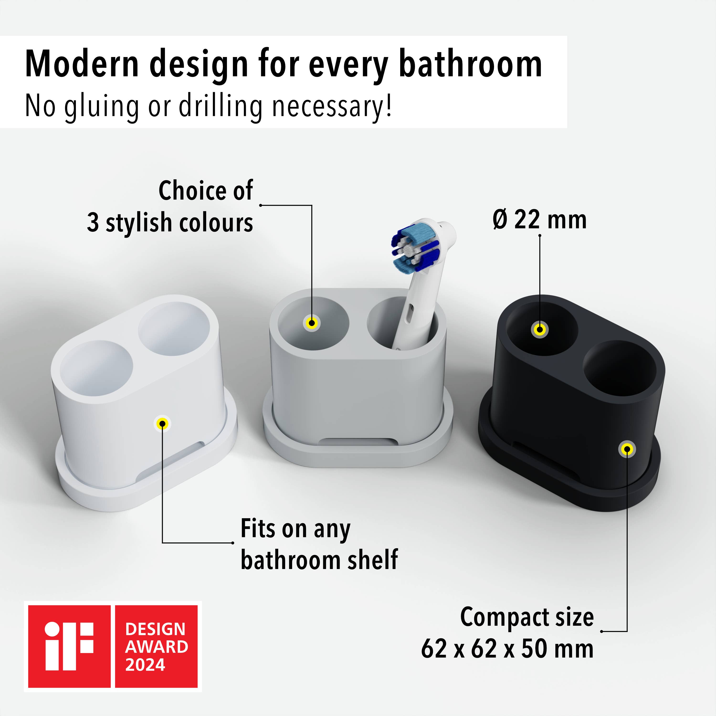 Qikfresh - Wholesale Toothbrush Holder - Toothbrush & clip-on brush holders (set of 2)3