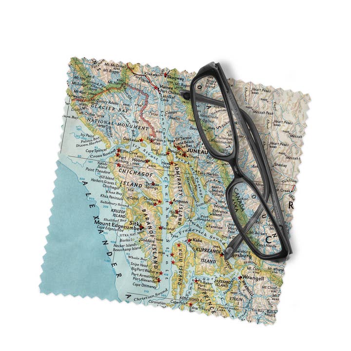 Alaska Inside Passage Cruise Vintage Map Lens Cleaning Cloth for wholesale by Daisy Mae Designs