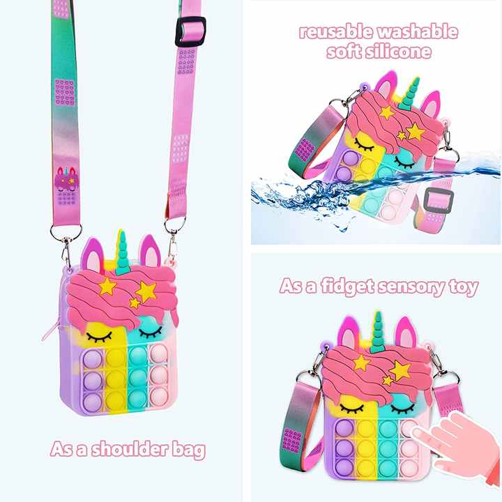 VIGOR - Wholesale Crossbodytas - kinderen - Stress Release Pop Coin Purse Unicorn Pop Purse voor meisjes Be4