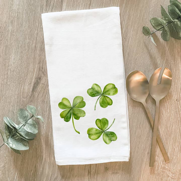 St. Patrick's Day Shamrocks - Cotton Tea Towel for wholesale by Lissi Designs