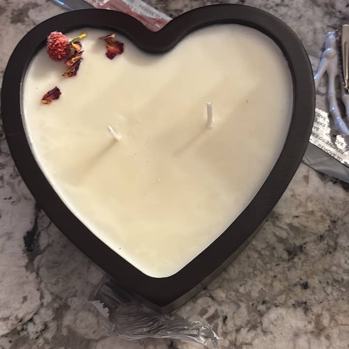Valentines Day Wooden Heart Wax Candle for wholesale by Candles by M&M