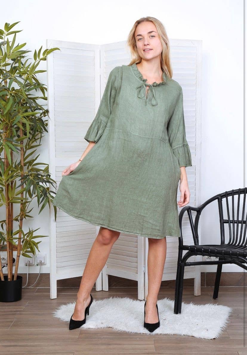 LÉA & LUC - Wholesale Dress - Women's - Short dress in 100% linen REF.134437