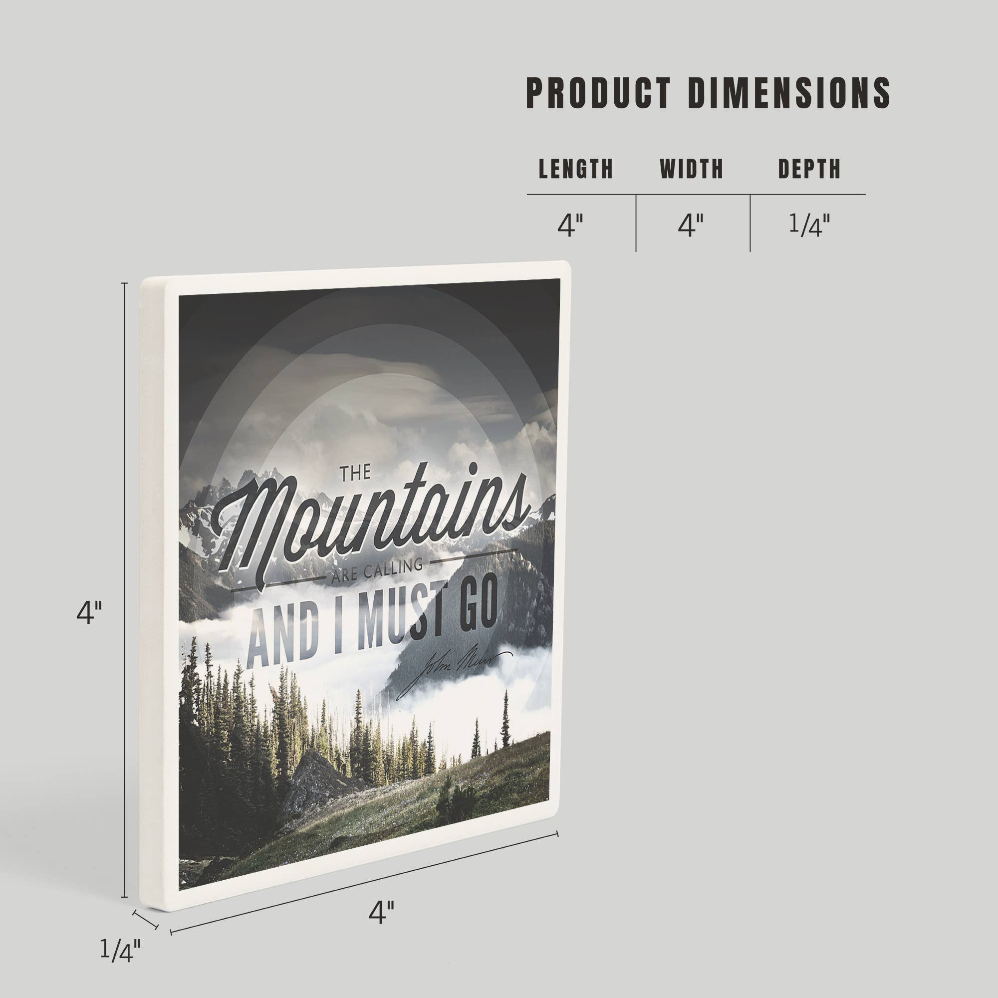 Lantern Press – wholesale Coasters – Ceramic Coaster John Muir, The Mountains are Calling, Con…3