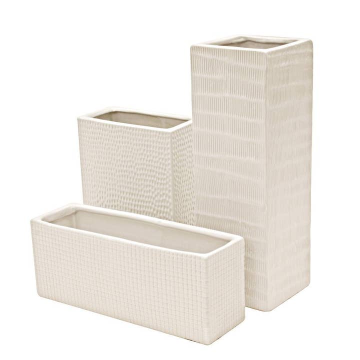 Galore Home - Wholesale Vase - Ceramic Textured Vase, White