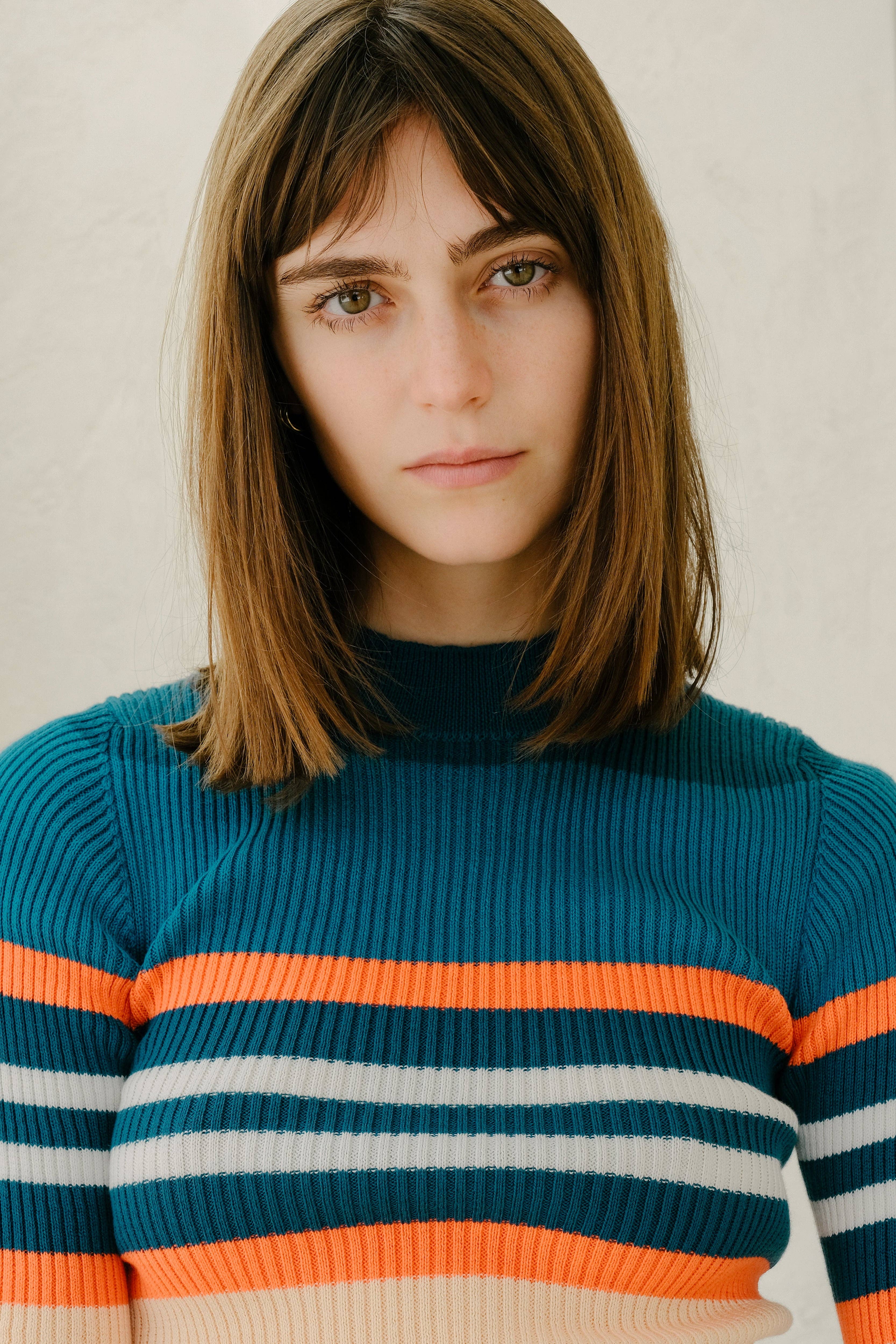 Lèmme - Vente Haut en maille – femme - T-shirt côtelé à rayures en coton Pima4