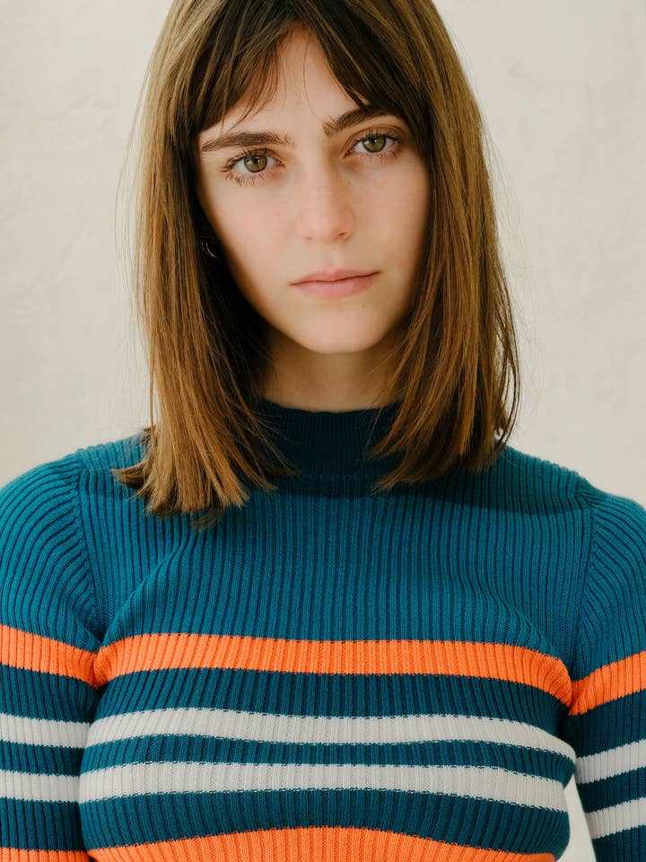 Lèmme – wholesale Stickad topp - Dam – Ribbad T-shirt i Pima-bomull med ränder4