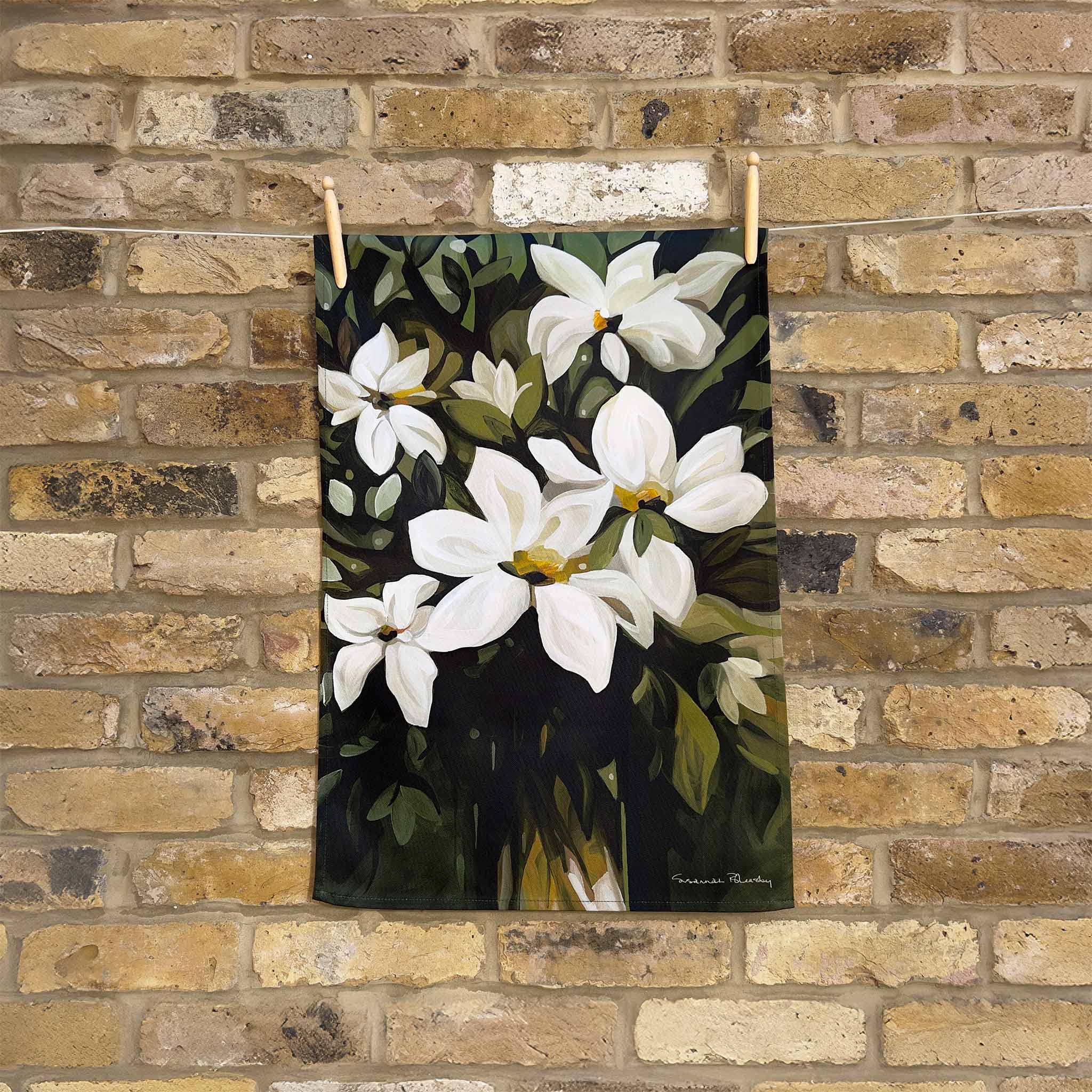 Susannah Bleasby Art - Wholesale Tea Towel - Cotton tea towel | Floral tea towel | 'Stella'