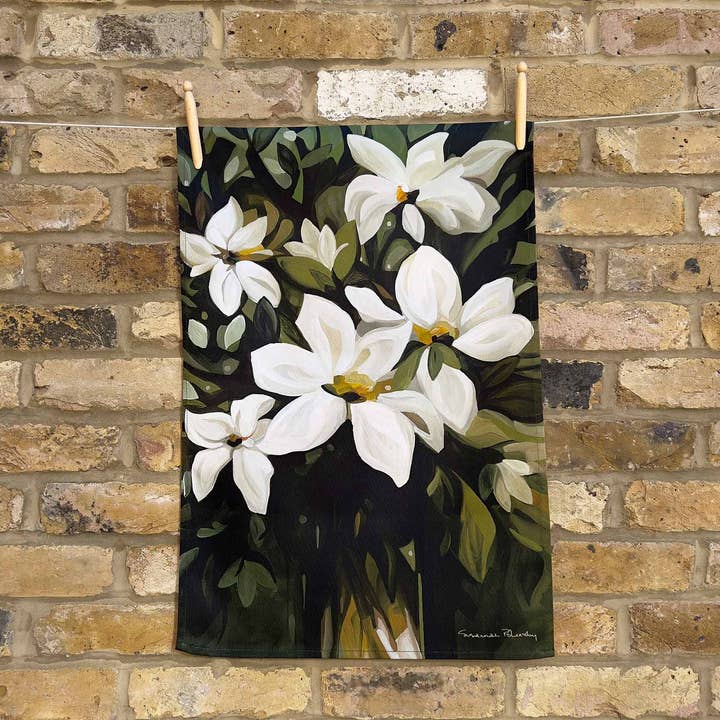 Susannah Bleasby Art - Wholesale Tea Towel - Cotton tea towel | Floral tea towel | 'Stella'0