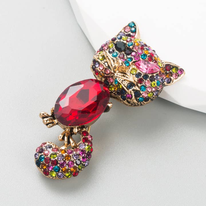 Ole - Wholesale Brooch - Cat Rhinestone Pin