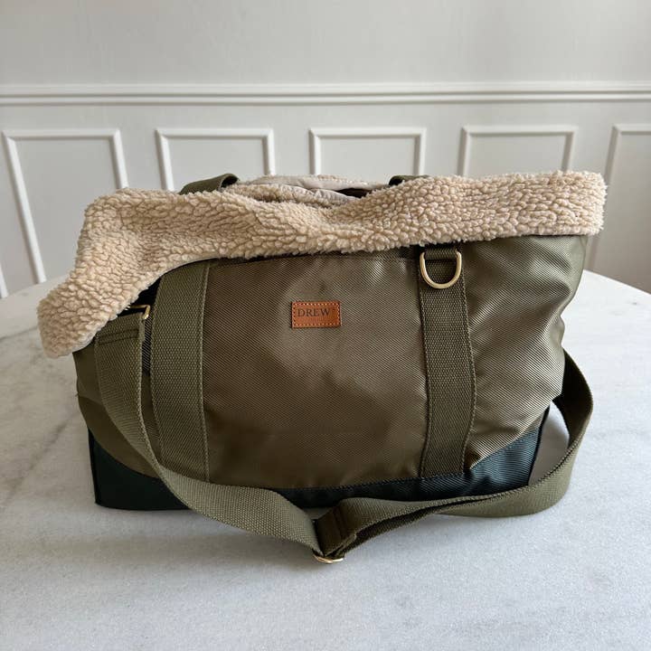 DrewsDogwear - Wholesale Pet Carrier - Dog - Olive // Sporty dog bag with soft inner lining in teddy fleece4