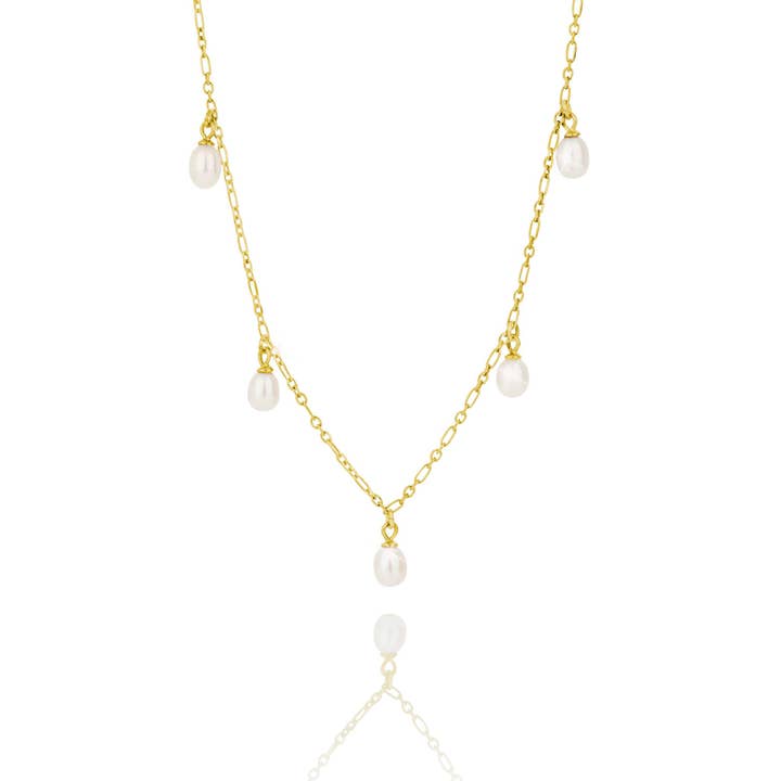 Fijne Halsketting Met 5X Parels - Verguld voor wholesale door bylovisa