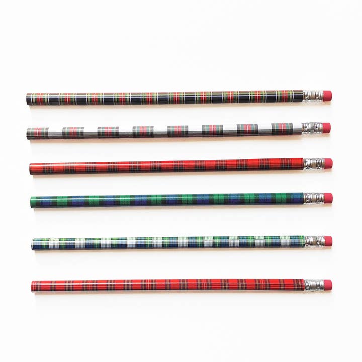 Artistry Cards - Wholesale Pencil - Set of 6 Plaid Pencils – Stylish Stationery for Retail1